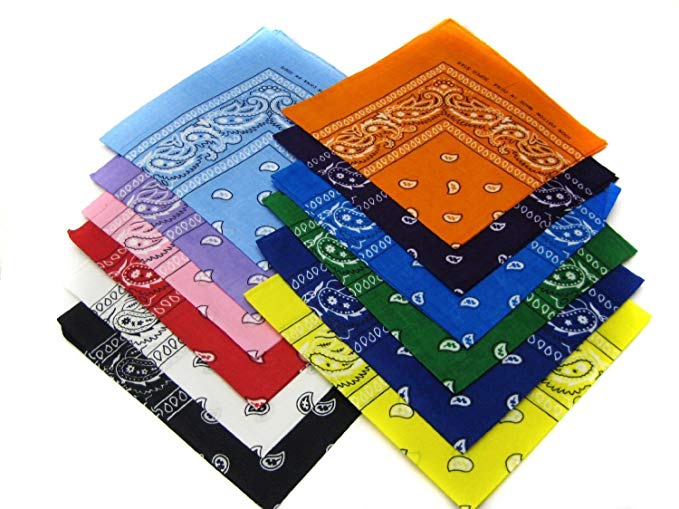 12 Pack Colorful Bandanas