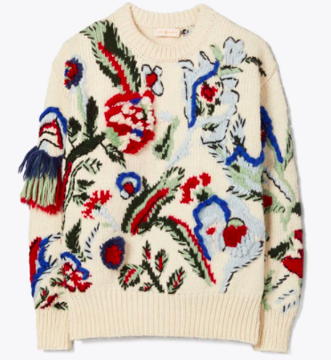 Hand-knit Intarsia Embroidered Sweater