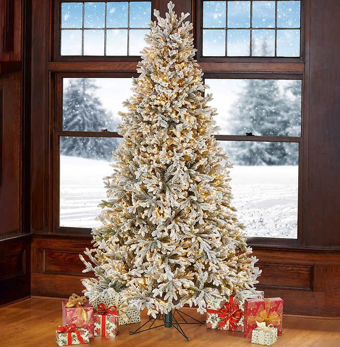 7.5 ft Pre-Lit Flocked Aspen Artificial Christmas Tree