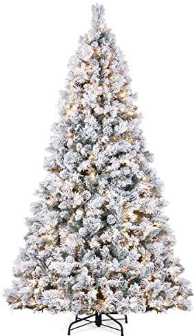 ANOTHERME 7.5ft Flocked Tree with LED Lights