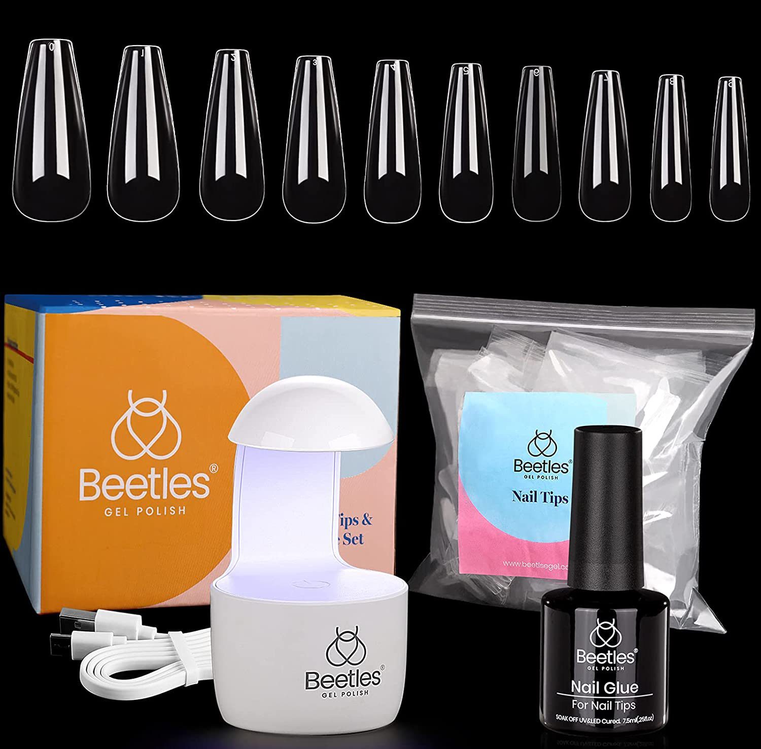 Beetles Nail Tips and Glue Gel Nail Kit