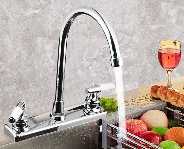 Double Holes and Handles Kitchen Faucet