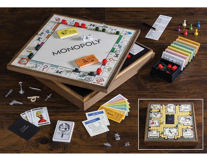 Monopoly and Clue 2-in-1 Deluxe Vintage Wood Game Set