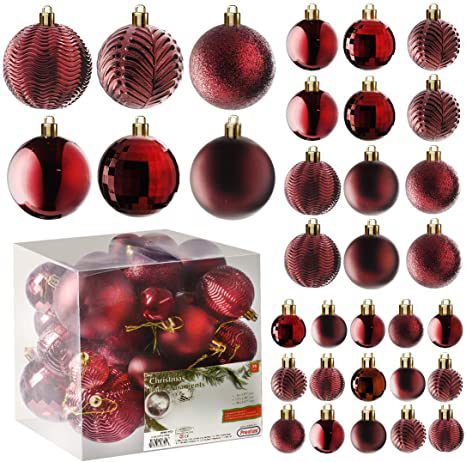 Prextex Red Christmas Ball Ornaments
