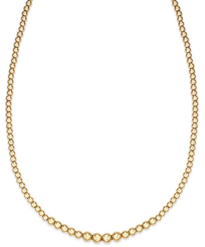 Signature Gold Graduated Bead Necklace in 14k Gold over Resin
