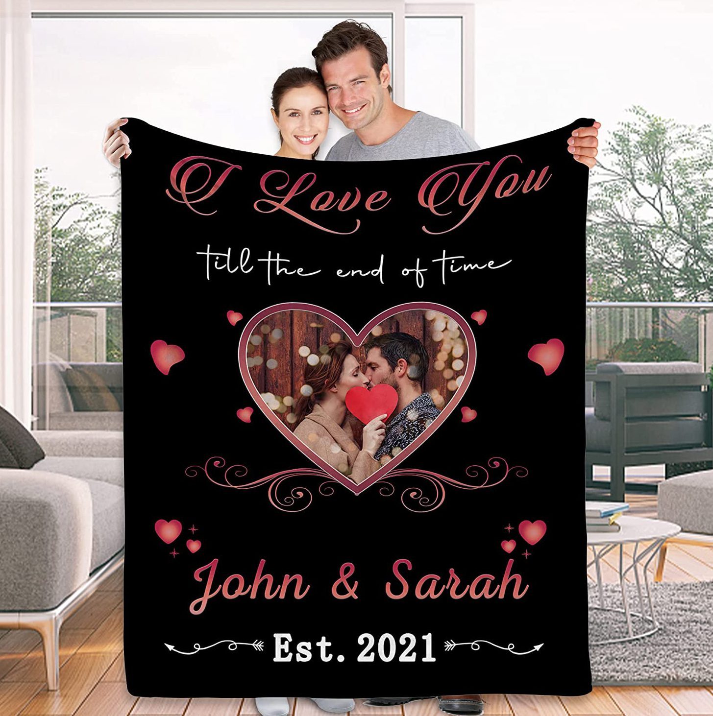 Custom Anniversary Blanket with Name Picture & Date