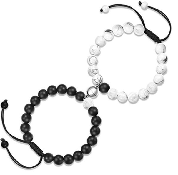 SUNRI 2 Pieces Natural Stone Beads Magnetic Bracelet