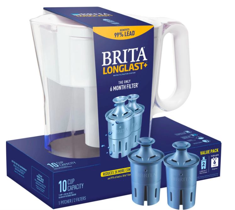 Brita Large 10-Cup Water Filter Pitcher with 2 Longlast+ Filters