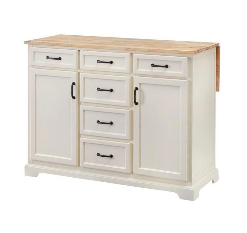 Home Decorators Ivory Kitchen Island with Natural Butcher Block Top