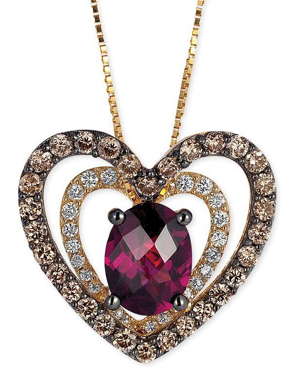 Le Vian Raspberry Rhodolite Heart Pendant Necklace