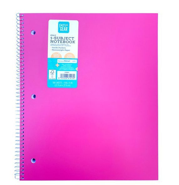 Pen+Gear Poly Subject Notebook 100 Sheets