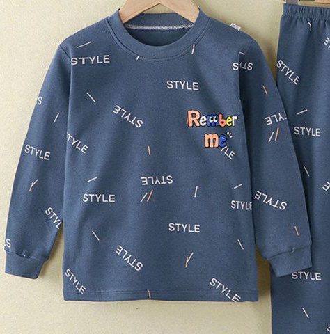 Boys Cartoon Print Long-sleeved Top And Pants Two-piece Suit