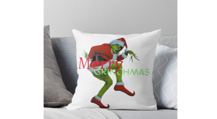 Merry GRINCHMAS from Mr.Grinch Christmas Throw Pillow