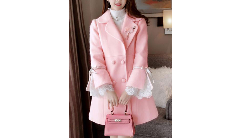 Sweet Lolita Coats Pink Ruffles Overcoat
